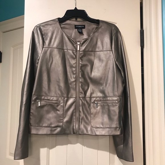 Liz Claiborne Faux Leather Jacket Metallic M - Picture 1 of 5